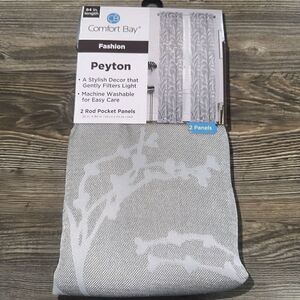 Comfort Bay Fashion Peyton 26"x84" Pair Rod Pocket Panels Gray Floral.